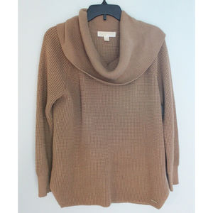 Michael Kors Waffle Cowlneck Camel Sweater Size M